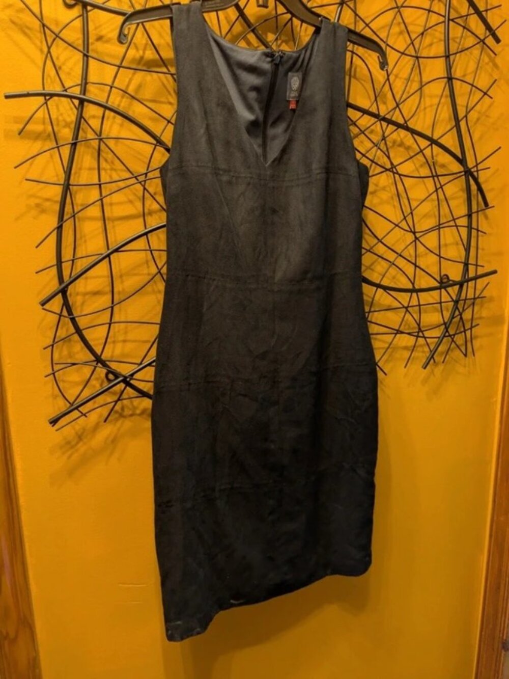 Vince Camuto Black Faux Suede Sleeveless Sheath Dress Size 6